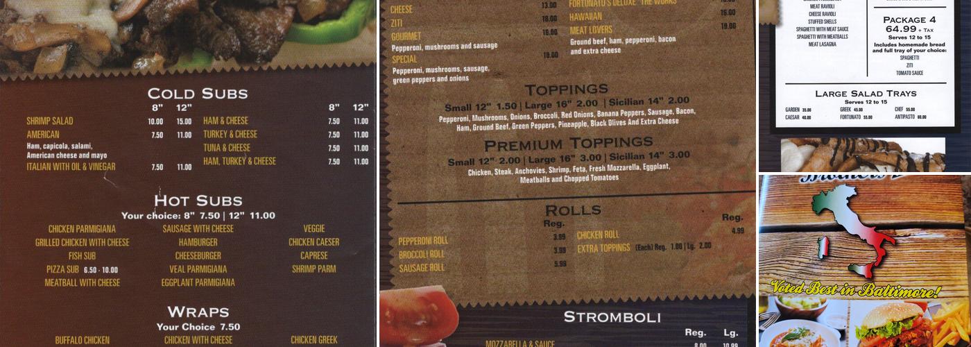 Fortunato Brothers Pizza Menu