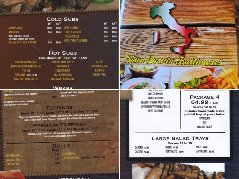 Fortunato Brothers Pizza Menu