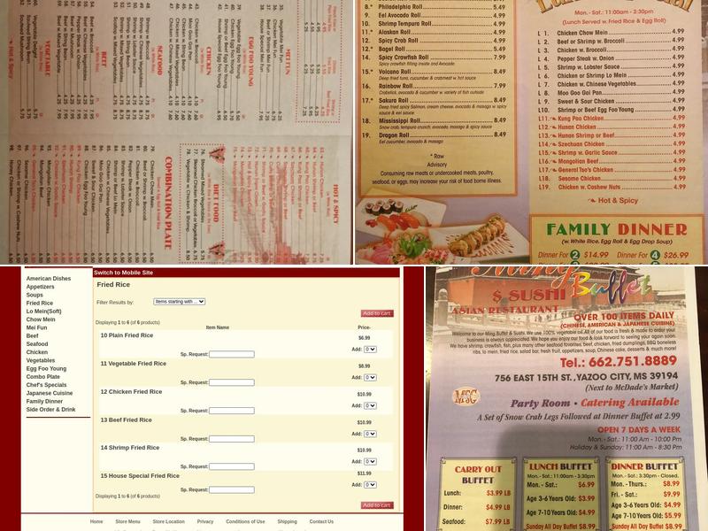Ming buffet sushi Menu