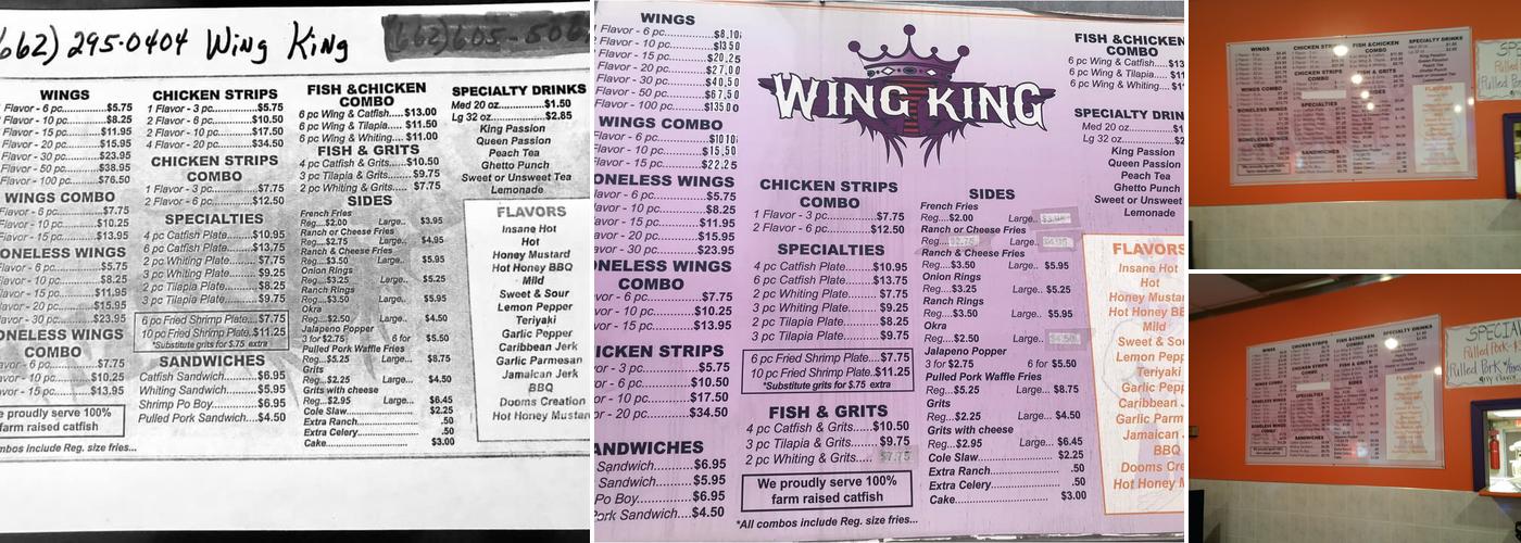 Wing King Menu
