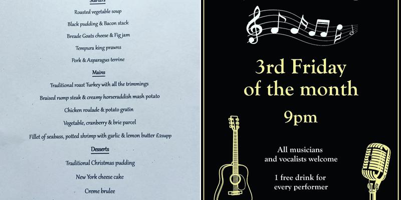 Harrington Arms Bosley Menu