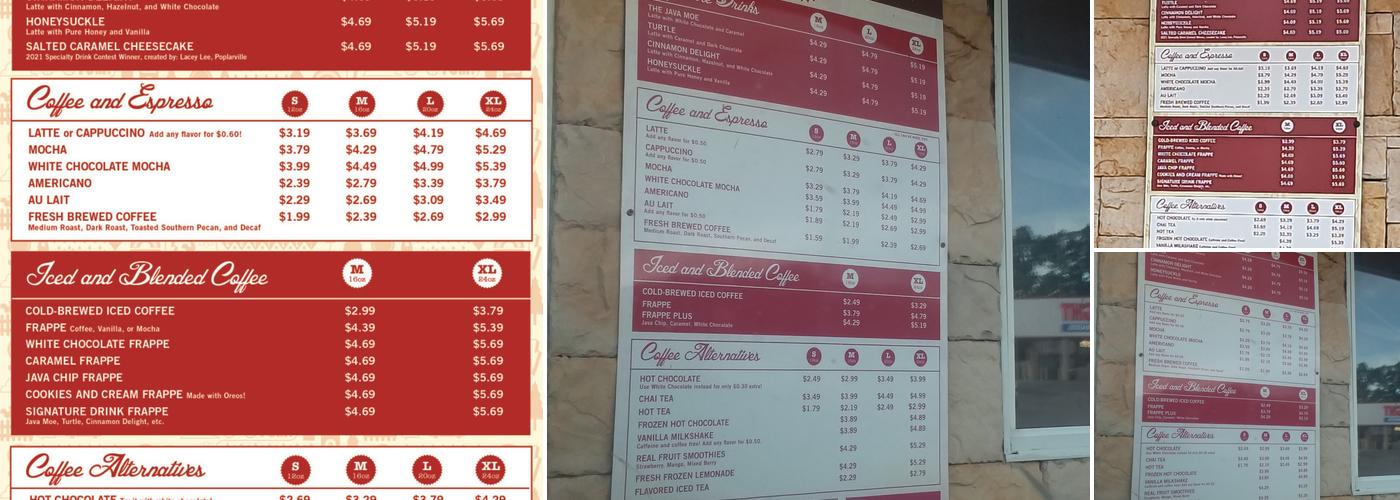 Java Moe's Coffee Company Menu