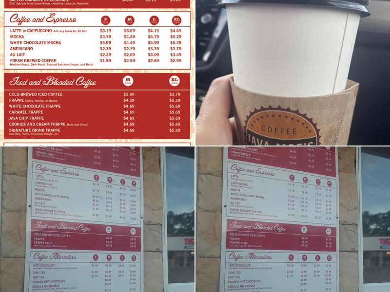 Java Moe's Coffee Company Menu