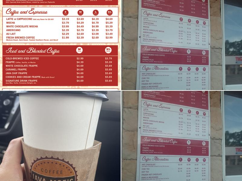 Java Moe's Coffee Company Menu