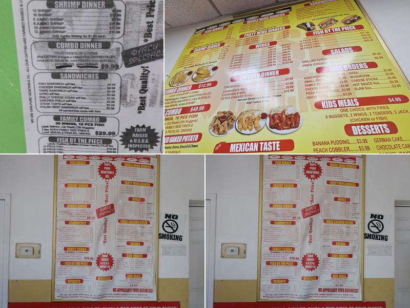 J J Fish & Chicken Menu