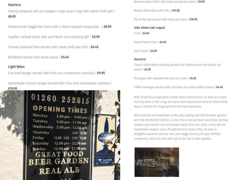 St Dunstans Inn Menu