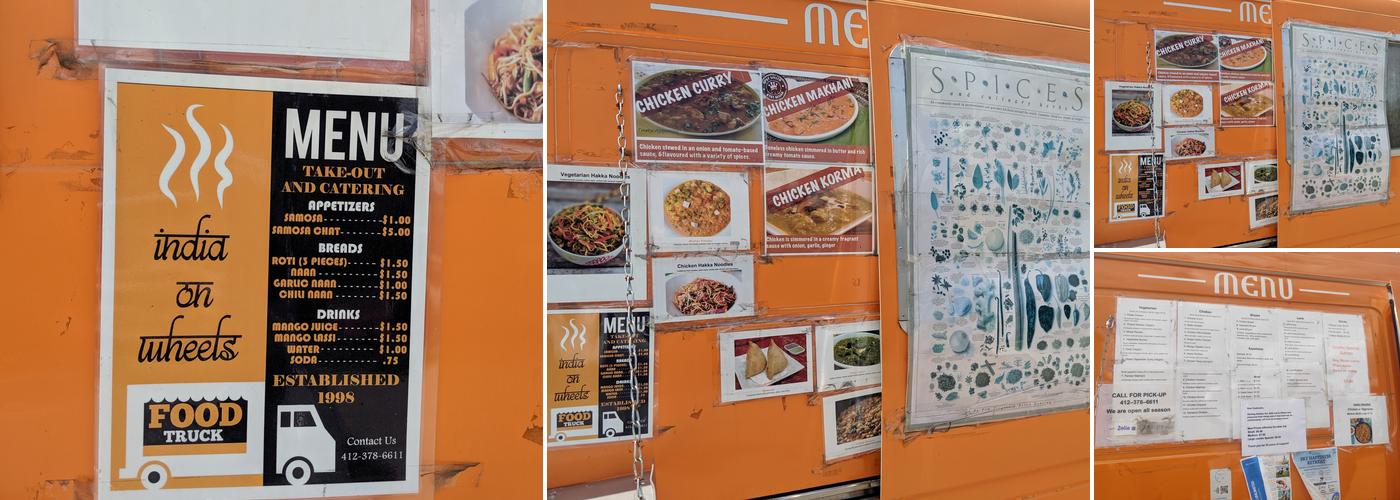 India On Wheels Menu