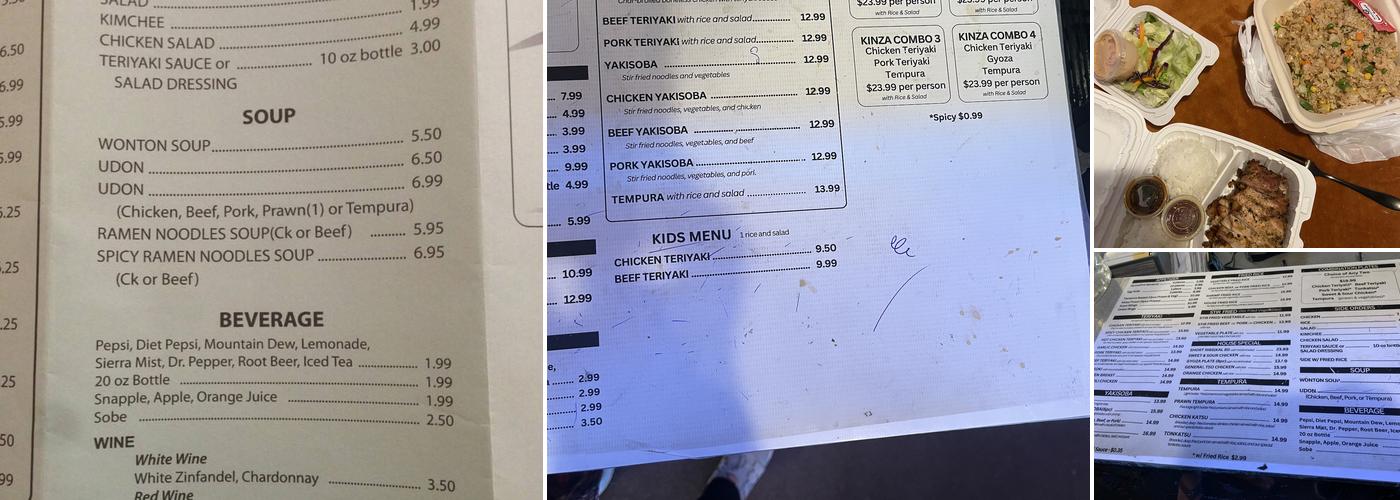 Kinza Teriyaki Menu