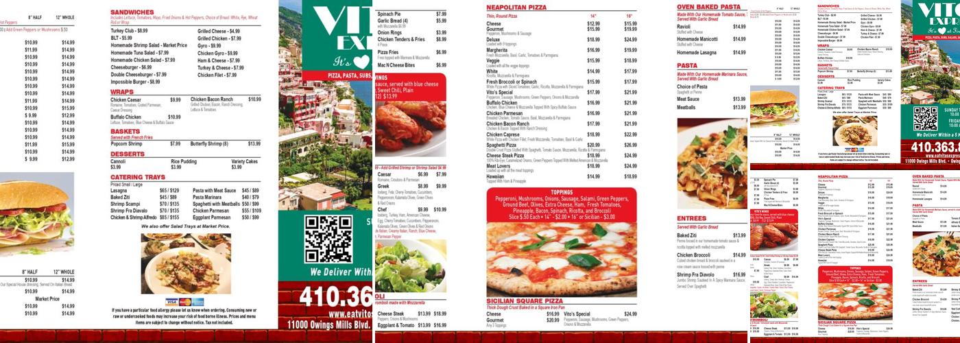 Vito's Express Menu