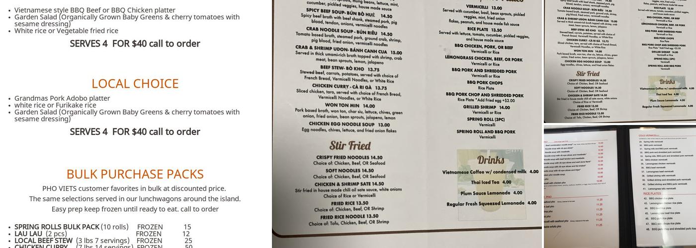 Phở Viet 8 Menu