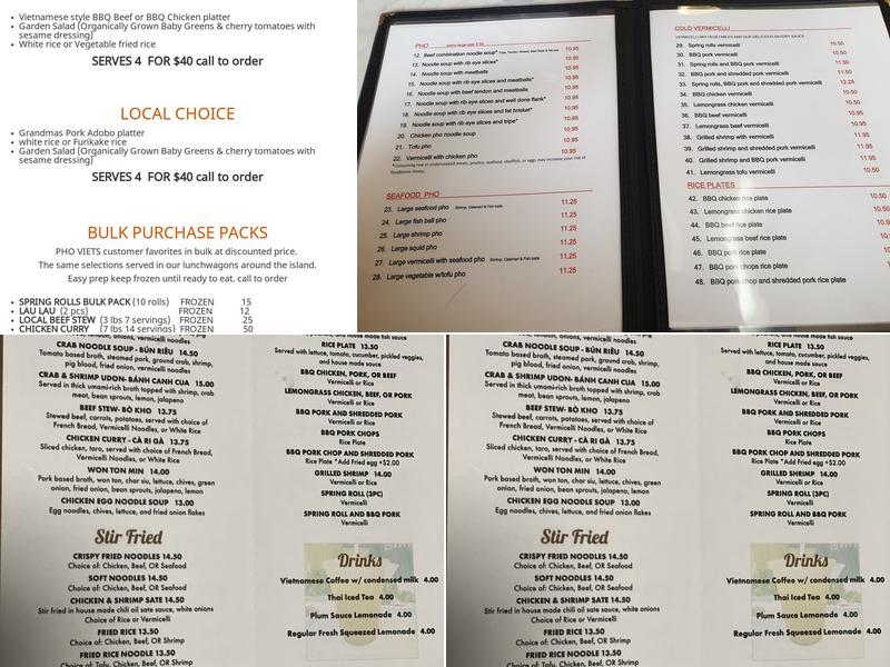 Phở Viet 8 Menu