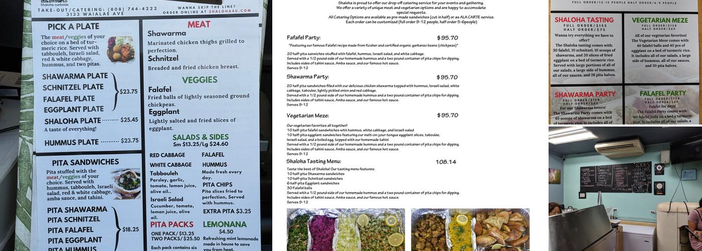 Shaloha Pita Menu