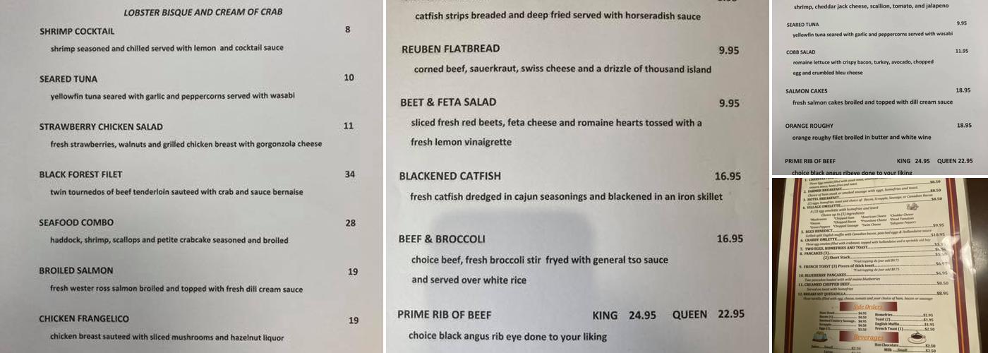 Mc Keansburg Hotel Menu