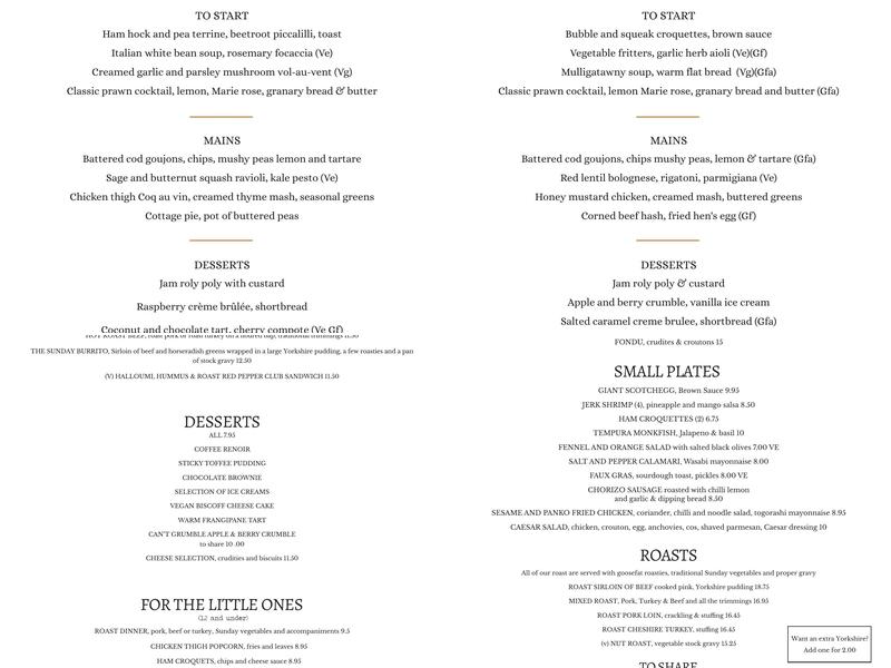 Crown & Conspirator Menu