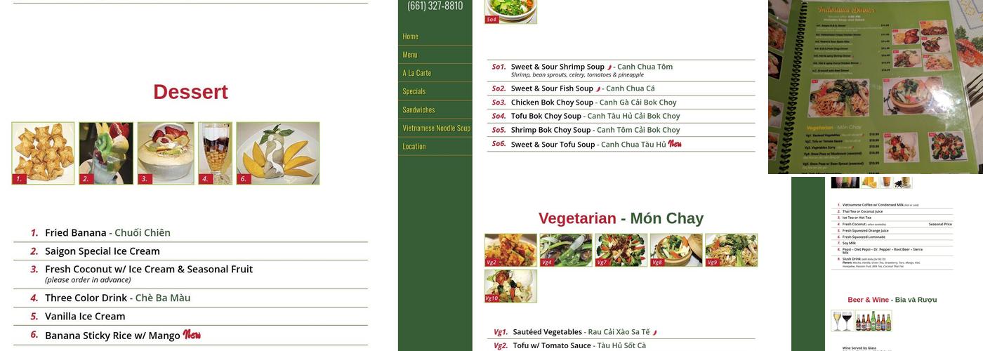 Saigon Restaurant Menu