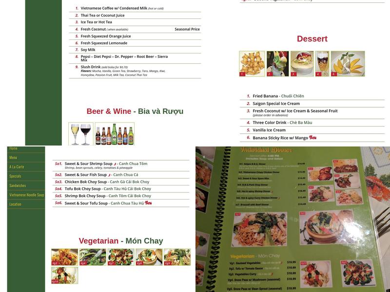 Saigon Restaurant Menu