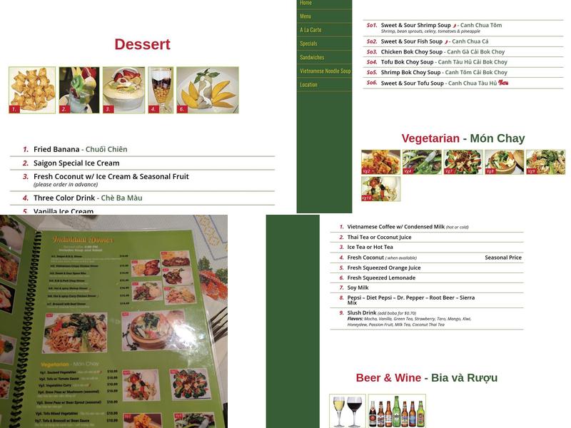 Saigon Restaurant Menu