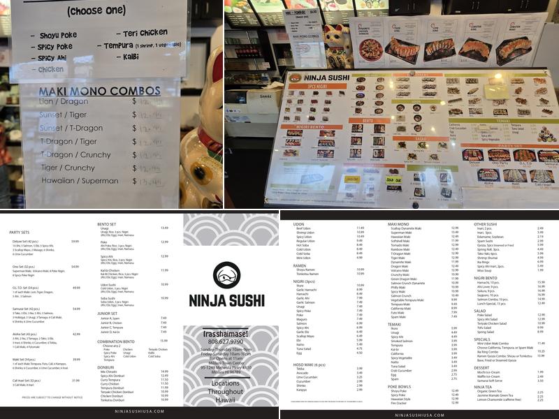 Ninja Sushi Menu