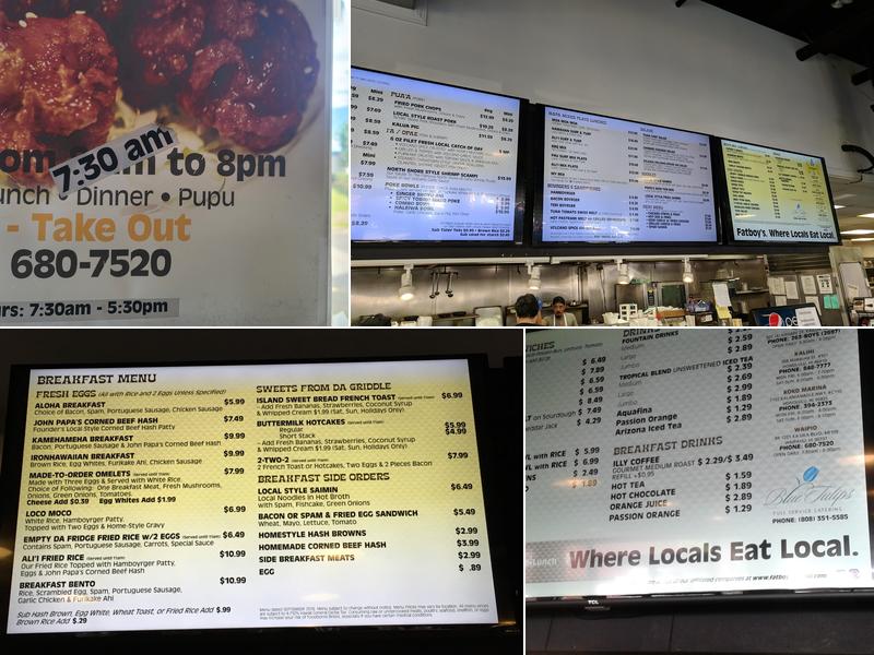 Fatboy's Waipio Menu