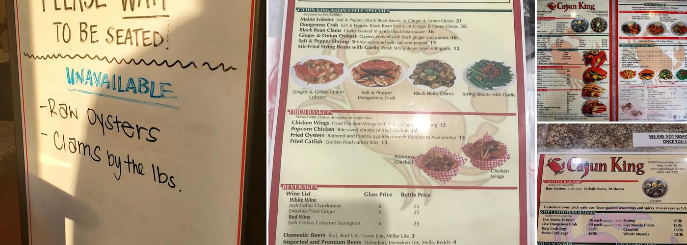 Cajun King Aiea Menu