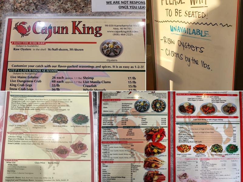 Cajun King Aiea Menu