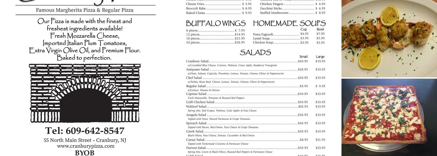 Cranbury Pizza Menu