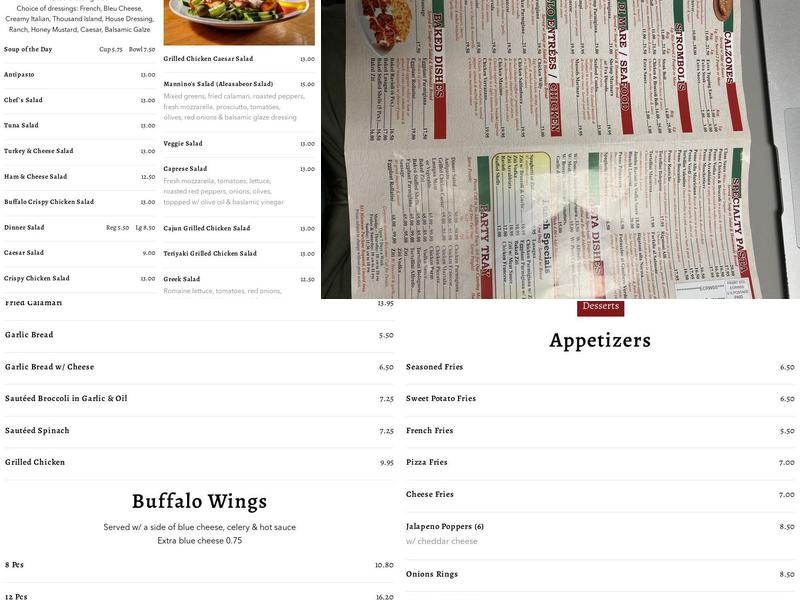 Mannino's 4 Pizza & Restaurant Menu