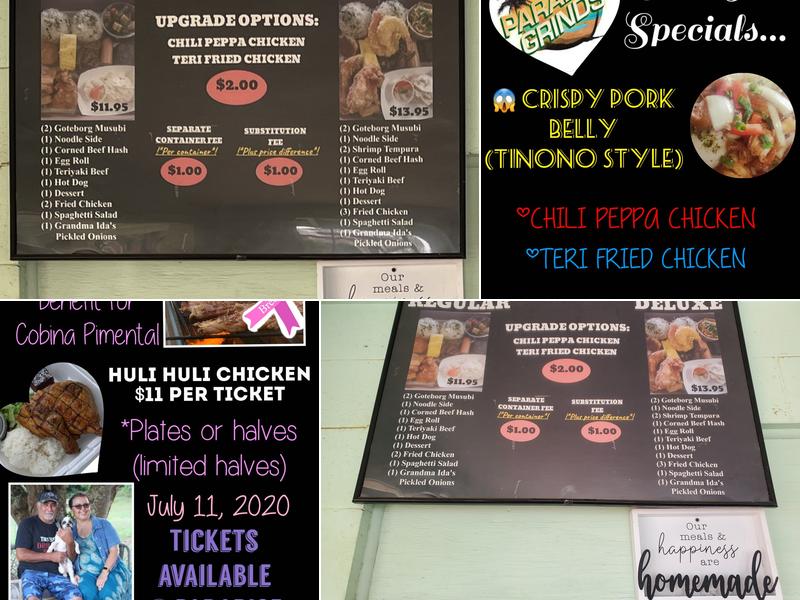 Paradise Grinds and Catering Menu