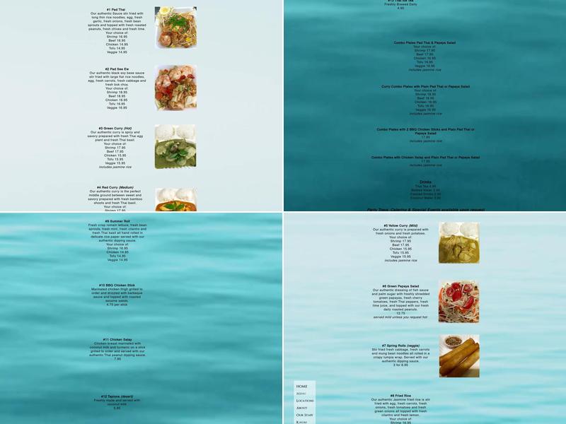 Anattas Thai Street Food Menu