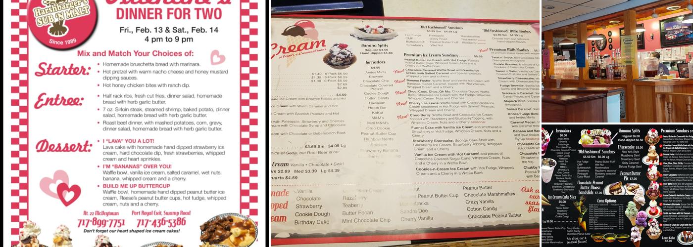 Harshbarger's Sub N' Malt Menu
