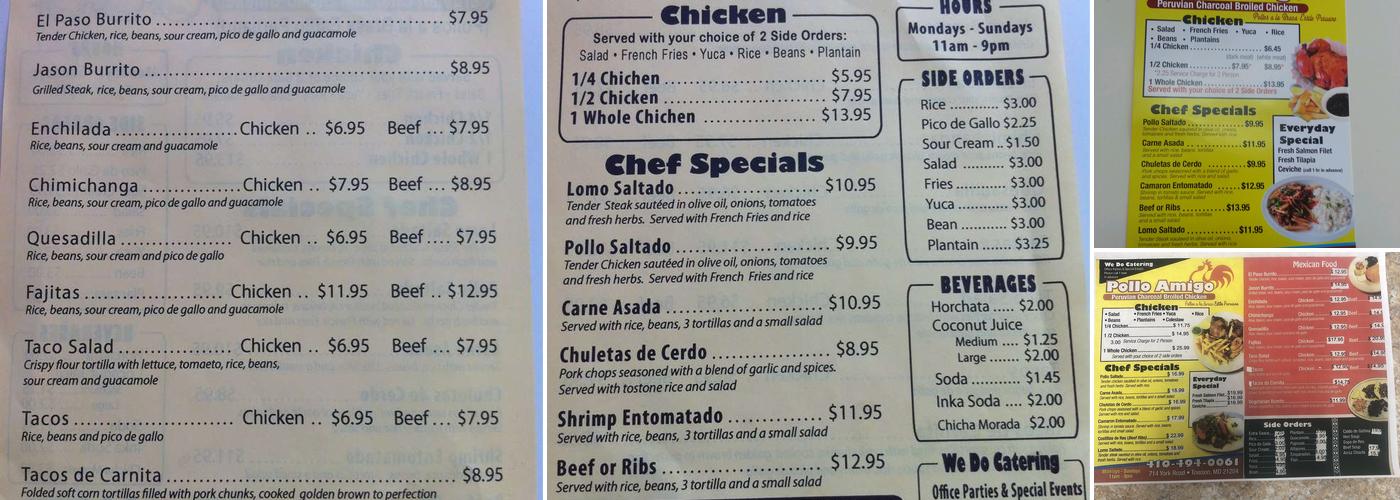 Pollo Amigo Menu