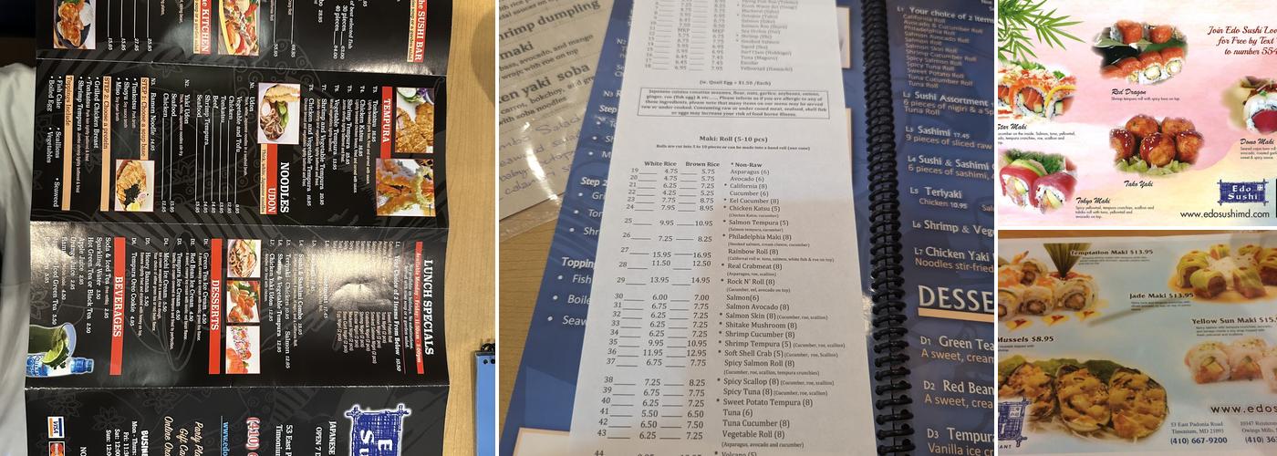 Edo Sushi Menu