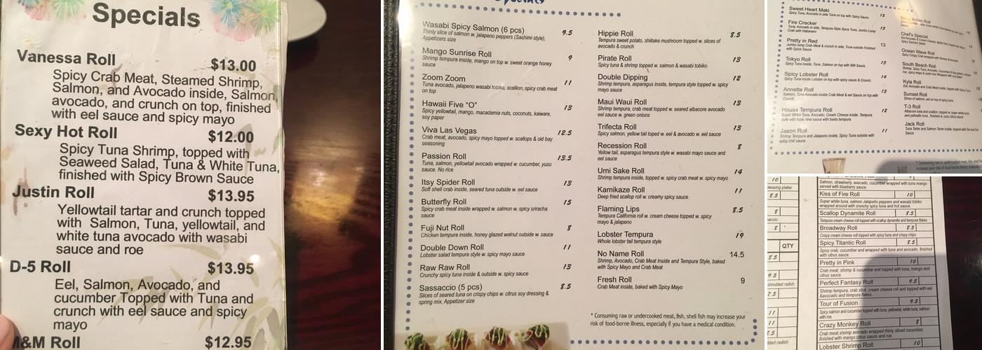 Umi Sake Menu