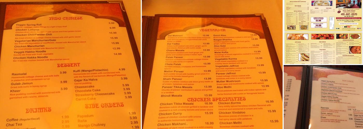 Royal Kitchen Menu