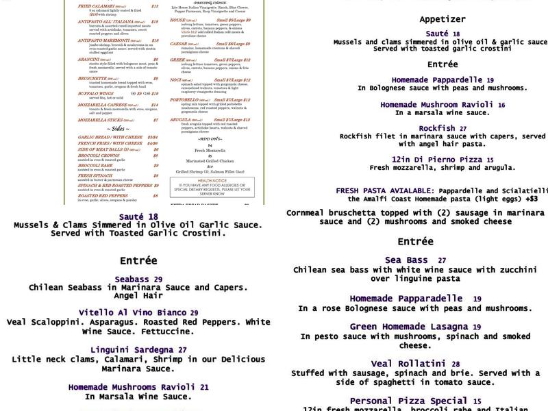Il Basilico Trattoria Menu