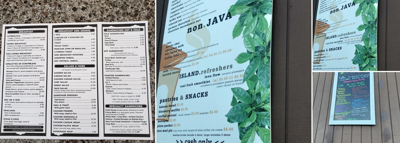 Da Java Hut Menu