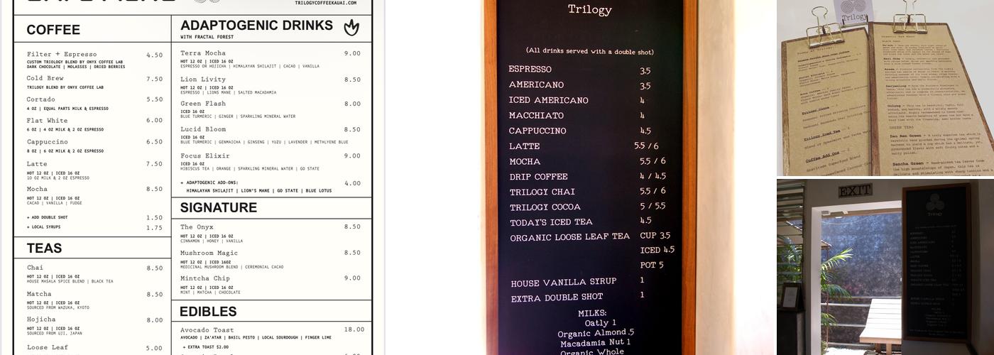 Trilogy Coffee & Tea Bar Menu
