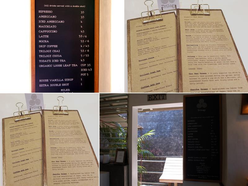 Trilogy Coffee & Tea Bar Menu