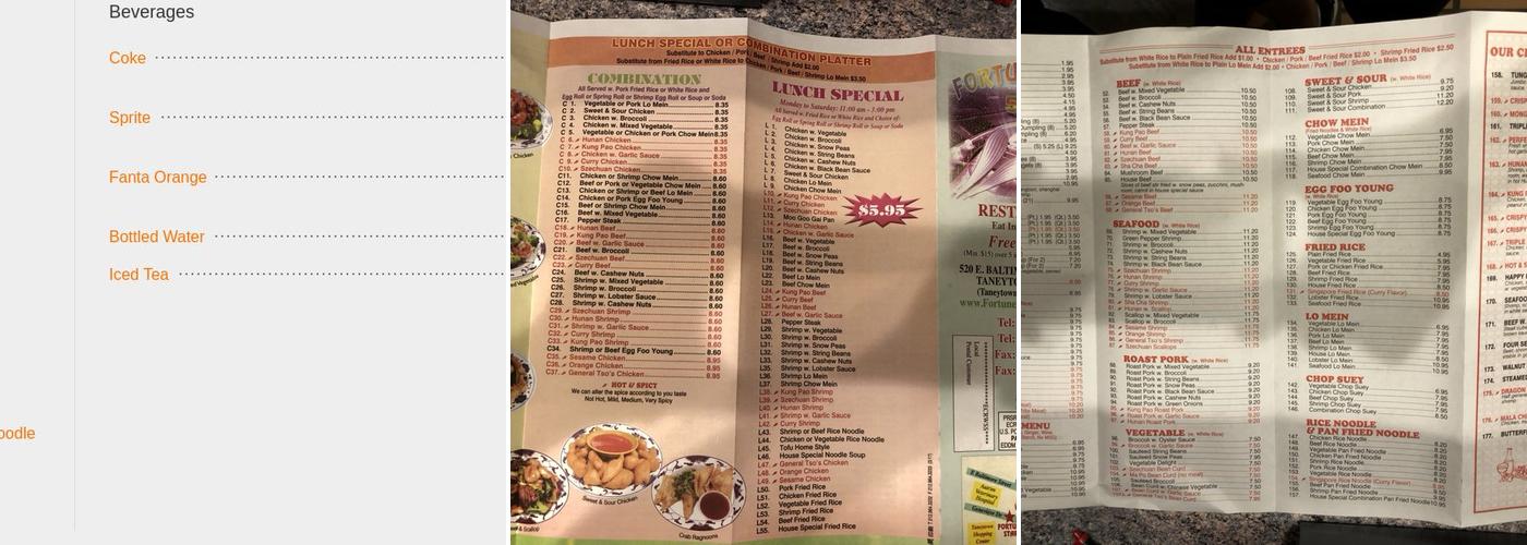 Fortune star 520 Menu