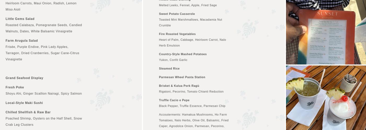 Sunset at Turtle Bay Menu