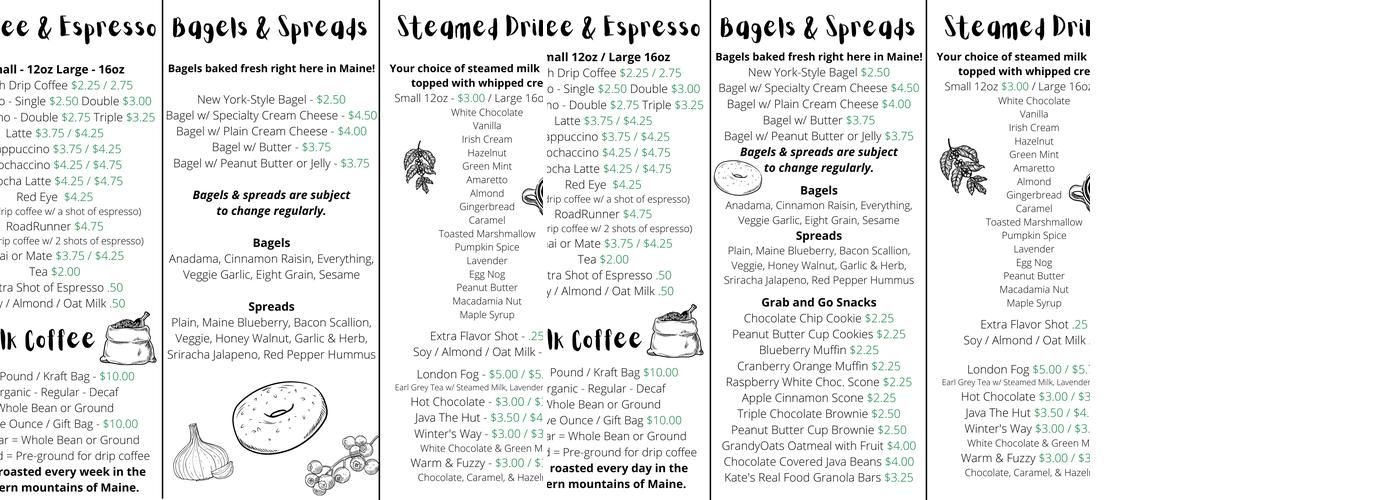 Java Joe's @ Sugarloaf Menu