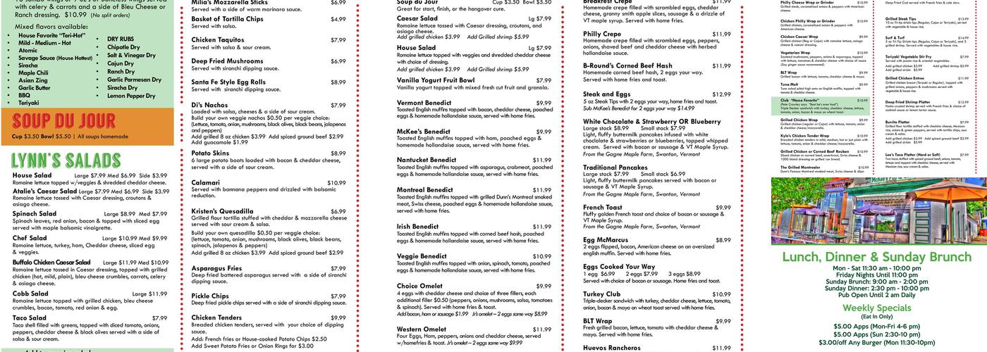 McKee's Pub & Grill Menu