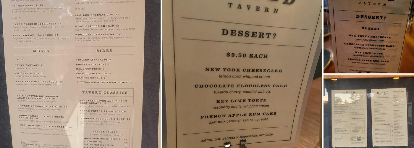 Guild Tavern Menu