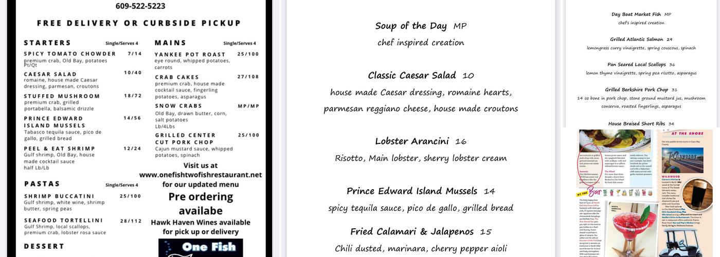 One Fish, Two Fish Menu