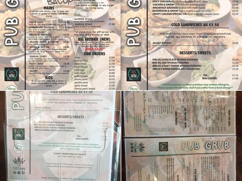 The Crown Inn Menu