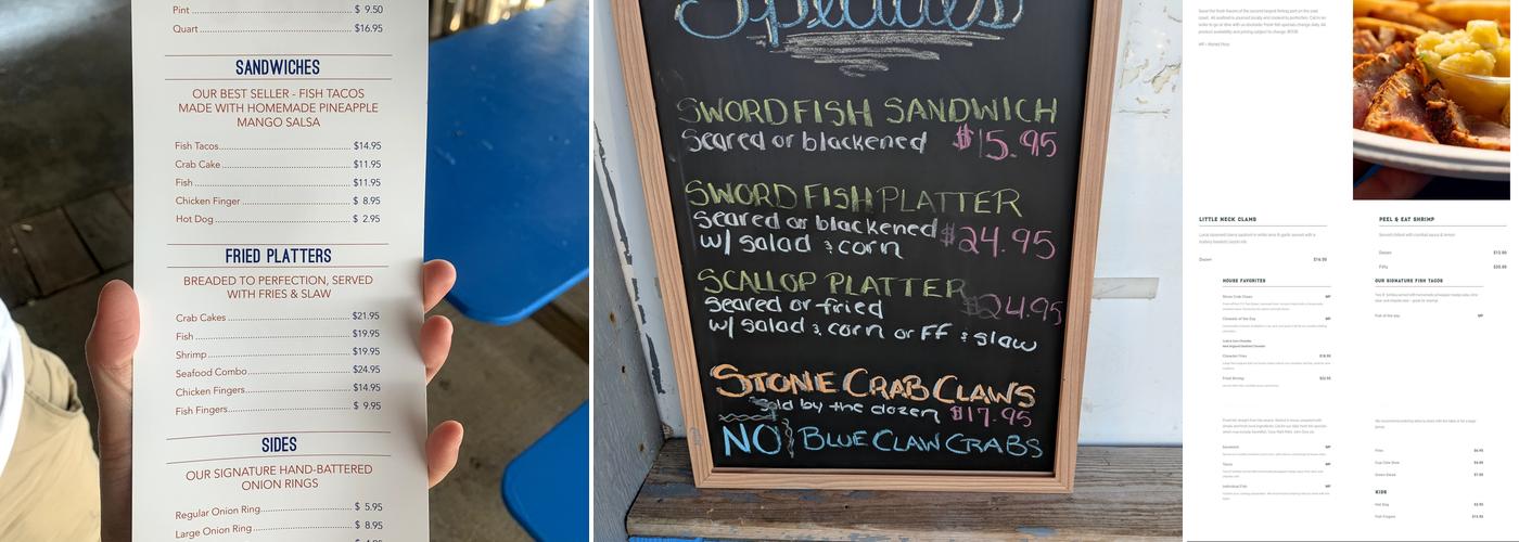 Hooked Up Seafood Menu