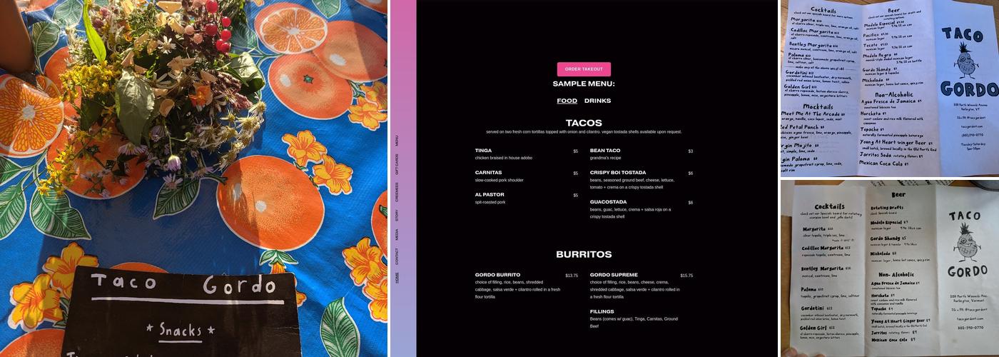 Taco Gordo Menu