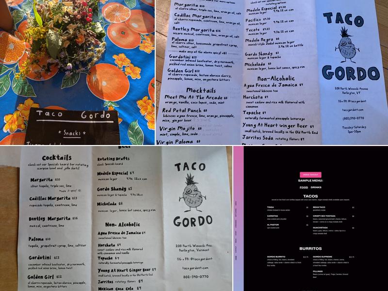 Taco Gordo Menu