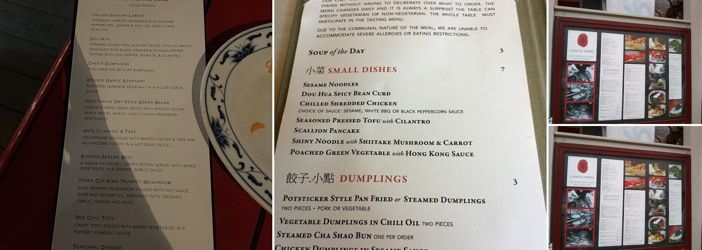 A Single Pebble Menu