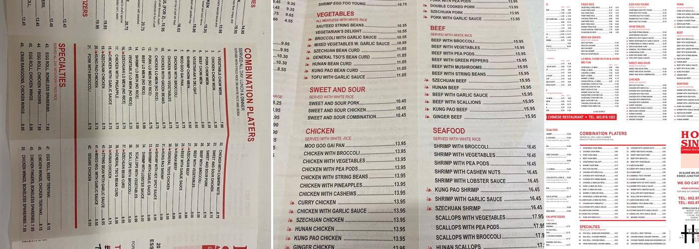 Hop Sing Menu